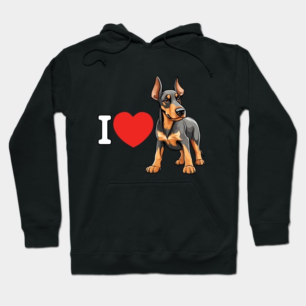 i love dobermans_Dark Hoodie by Buff Geeks Art